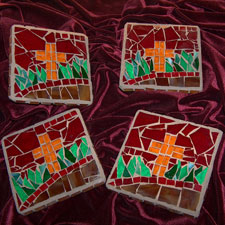 Mosaic Coasters with Cross
